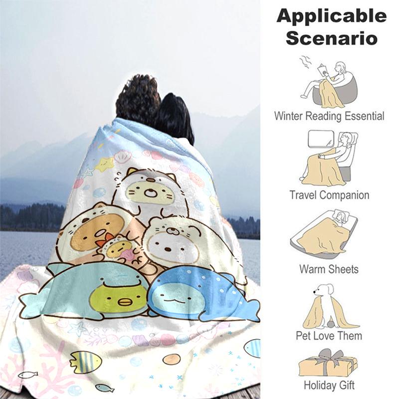 1pc Blanket Sumikko Gurashi1 Print Design, Lightweight Blanket for Sofa, Bed- Soft &Warm, Gift for All Seasons like Christmas, Halloween