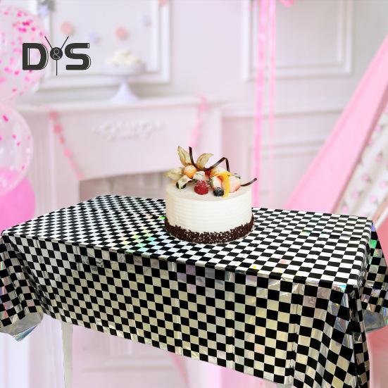 3-pack plastduk skinnende rektangel engangsbordtrekk iriserende festdekorasjoner for piknikcamping