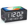 Alarm Clock, Bluetooth 5.0, Speaker, Large Text, Easy-to-Read Wireless Charging, Multi-Function Clock, Qi Smartphone Wireless Charger, Thermometer, Te