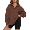 New Winter Women's Sweatshirt Plus Velvet Top Loose Solid Color Pocketless Sweatshirt