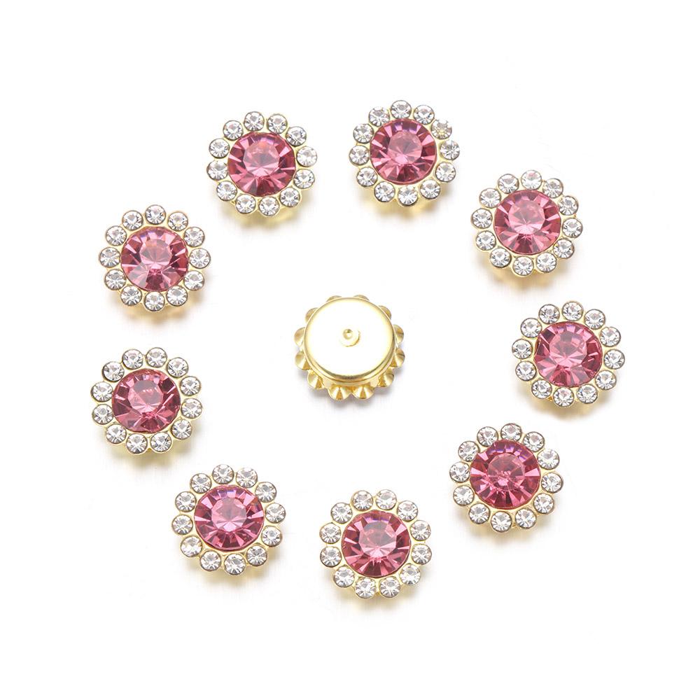 10PCS Apparel Sewing Sparkling Flower-shaped Clothes Decoration Crystal Glass Stone Rhinestone Buttons
