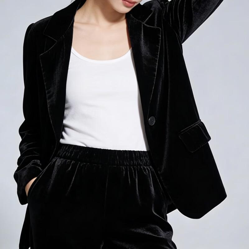 Women's Loose Fit 100% Silk Velvet Blazer