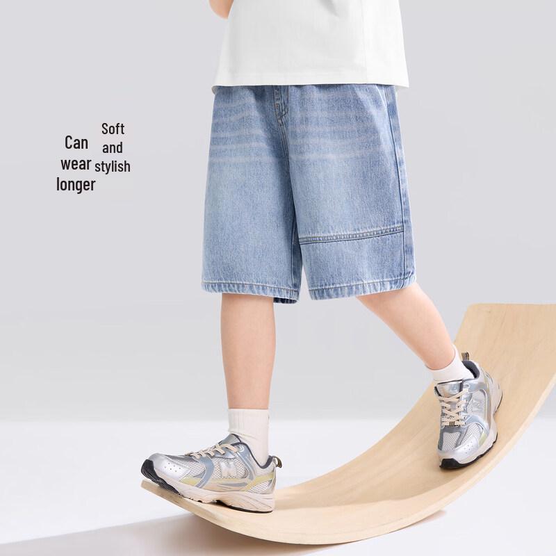 Zuoxi Boy's Lyocell Denim Split-Line Shorts