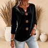 Elegante Dames Top met Lange Mouwen, V-Hals en Knopen van Fluweel voor Werk en Avondkleding