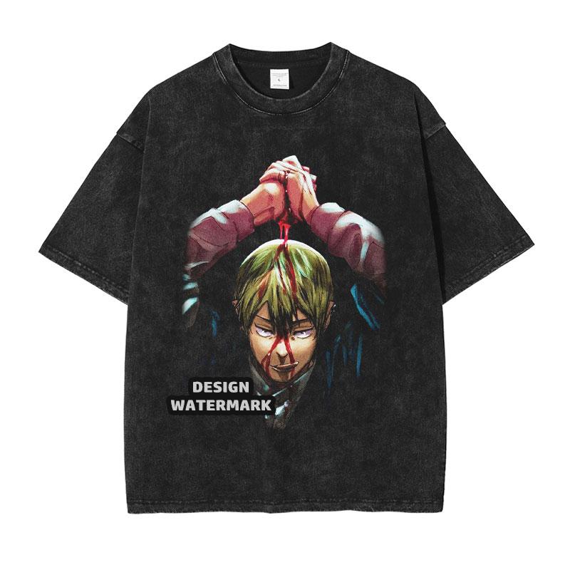T-shirt Zenin Naoya Vintage Lavata Anime Jujutsu Kaisen T-shirt Oversize CHOSO Manica Corta Top Retrò Magliette Uomo Cotone