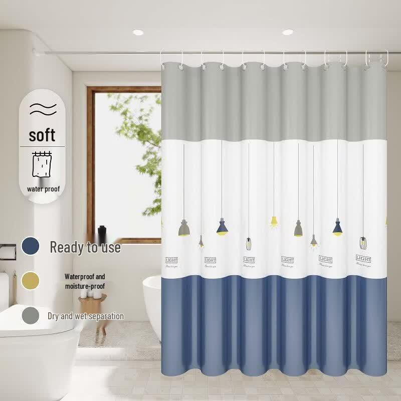 LIEI Waterproof Anti-mildew Shower Curtain Set