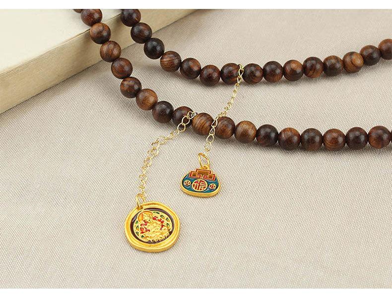Chinese Style Wenge Gourd Women's Necklace - Versatile Diagonal Back Chain Accessory