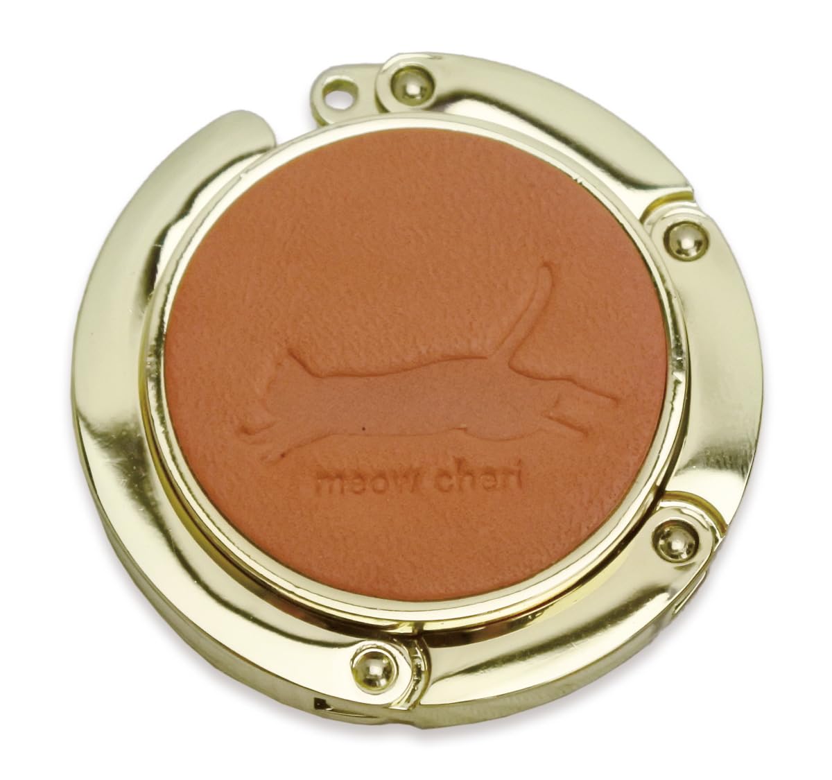 

meow cheri Подвеска для сумки, Крючок для стола, Мотив кошки, Складной, Портативный, Натуральная кожа, Сделано в Японии из кожи Точиги и Химедзи, Милый подарок (бежевый)