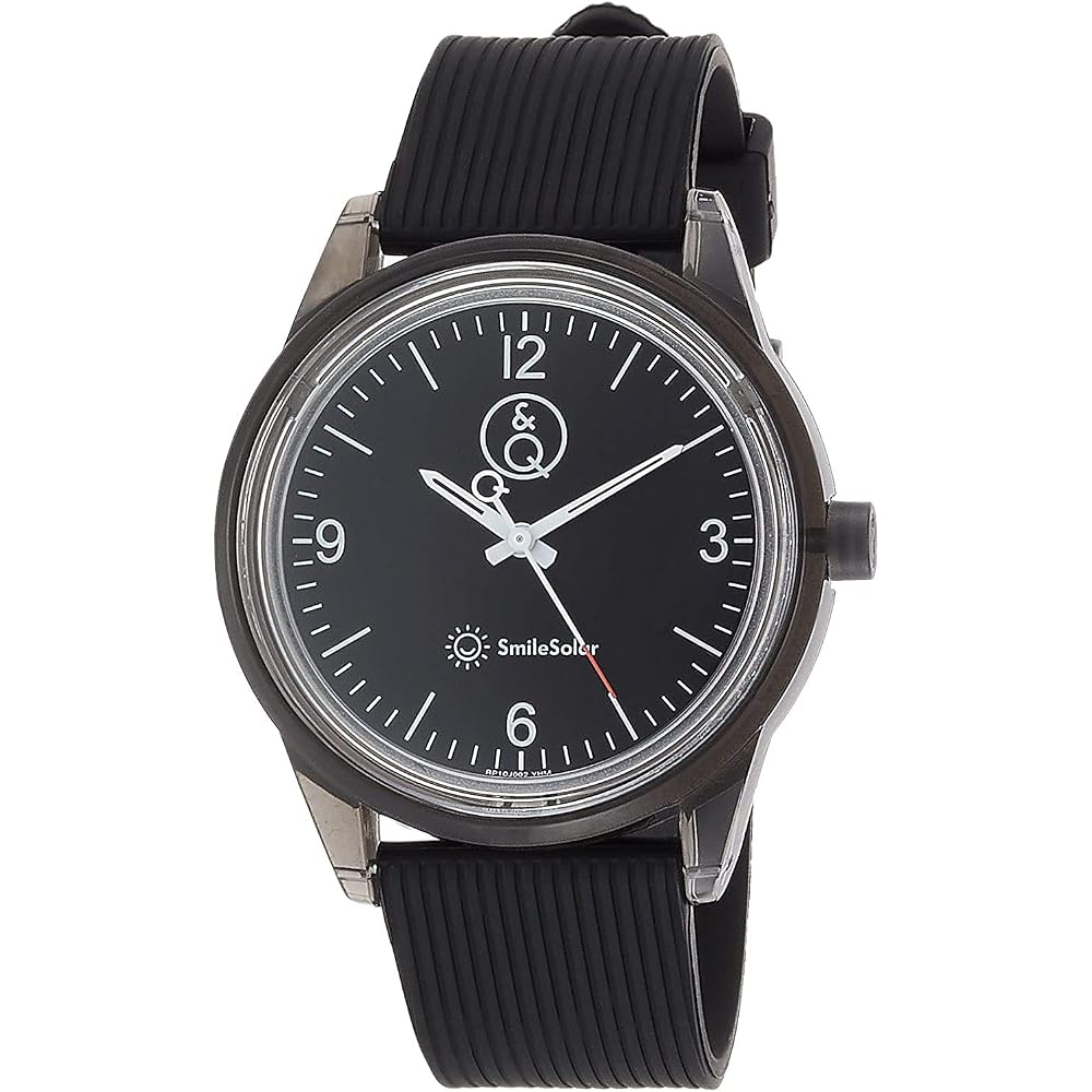 Q&Q SmileSolar (Q & Q Smile Solar) Solar Analog Waterproof Urethane Strap RP10-002 Watch, Black