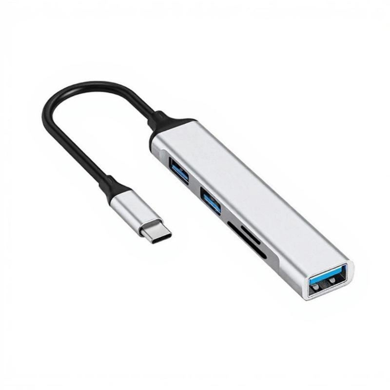 

Multiple Port USB3.0 Expander USB Docking Station Featuring Small Card Reader And Metal Housing Case серебряный