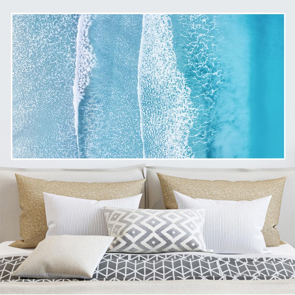 Vue Aérienne de Paysage Marin Tableaux Muraux Plage de Sable Peinture sur Toile Art Mural Affiche et Impressions de Paysage pour Décor de Salon