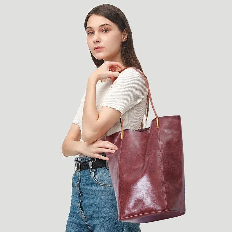 JOGUJOS leather large-capacity women's bag commuter casual women's bag high-texture women's tote bag