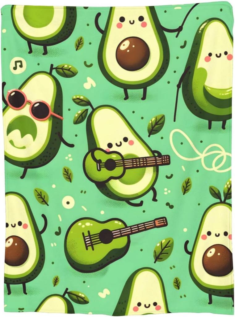Cute Avocado Pattern Throw Blanket Home Decor Cozy Lap Throw For Sofa Couch Green Print Seasonal Fall Spring Gift Idea
