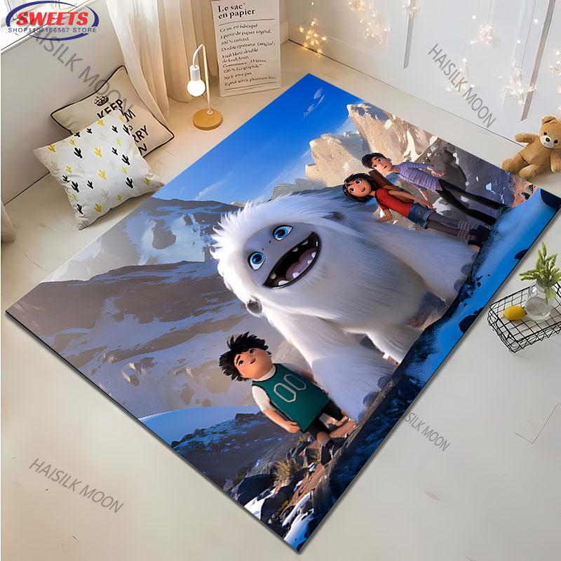 1PC A-Abominable Cute Burnish Cartoon Carpet Living Room Bedroom Sofa Large Area Decorative Mat Kids Play Soft Non-slip Rug Gift