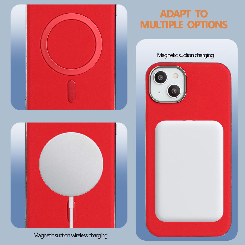 For iPhone 15 Case BINFEN COLOR BF40 Compatible with MagSafe Electroplated PU + TPU Phone Back Cover