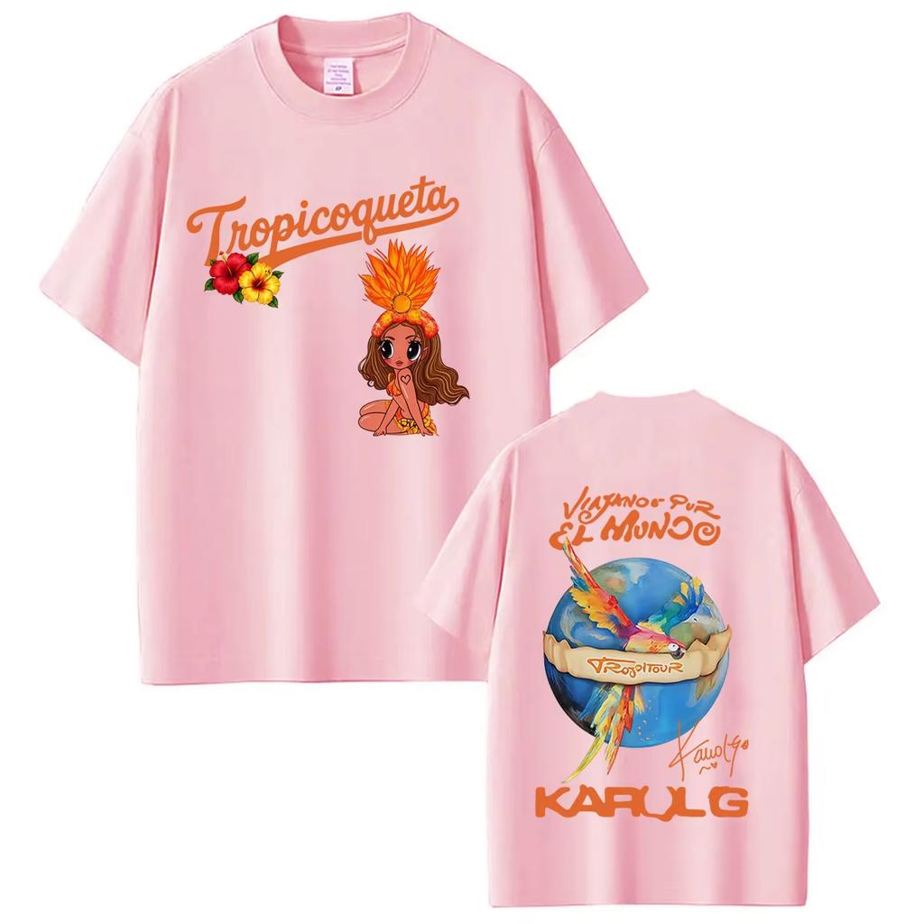 Karol G Tropicoqueta Tour Album 2026 Nadruk Koszulki Męskie Damskie Odzież Moda Estetyczna Koszulka Casual Bawełniane Koszulki Streetwear