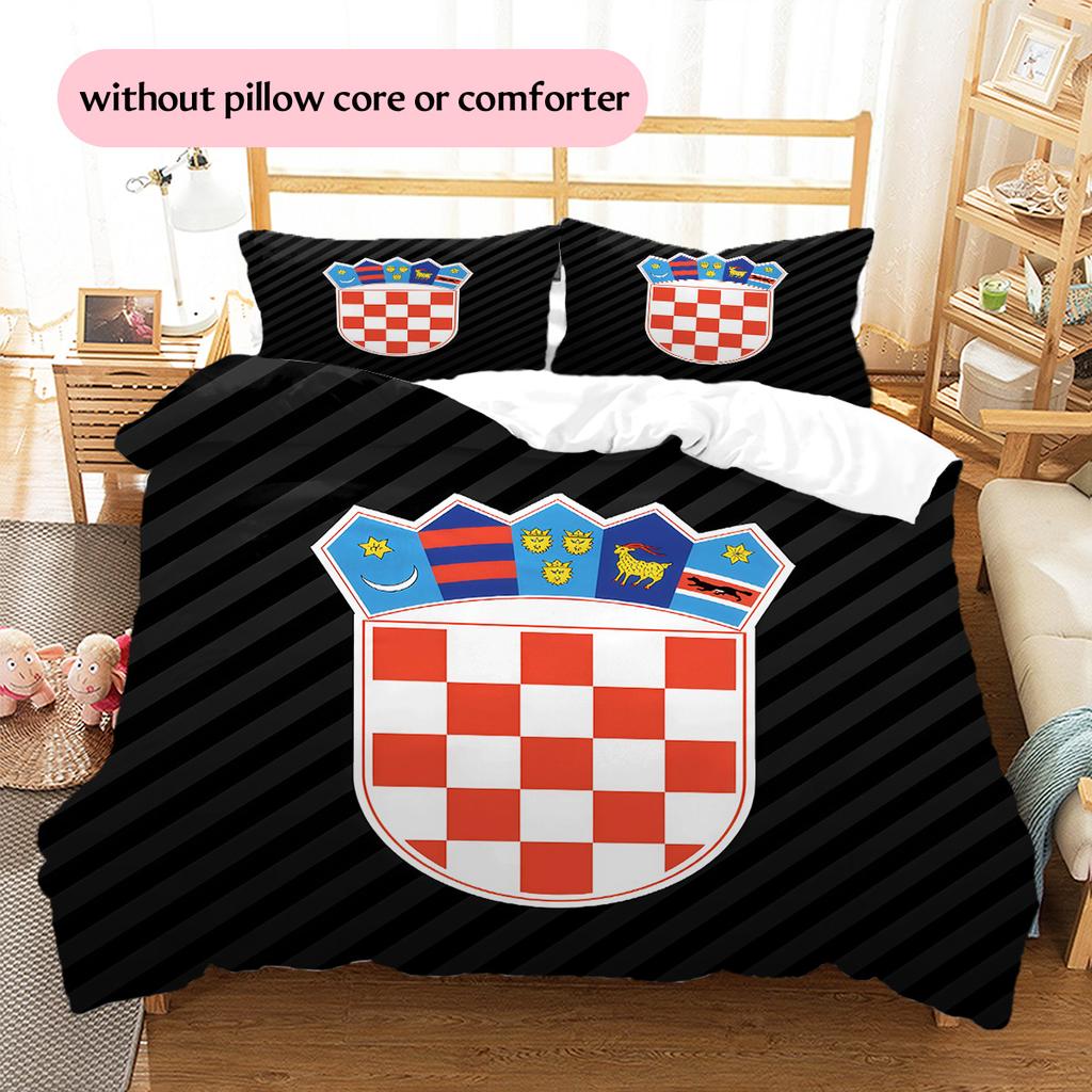 Hrvatski Nogometni Savez Pattern Bedding Quilt Set Home Decoration Gift (1 * Duvet Cover + 2 * Pillowcase Without Core)