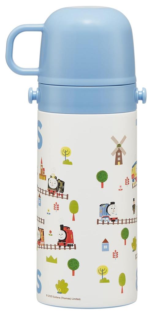 Skater Water Thomas the Tank Engine x Tsumupapa Stainless Small Sports Water Children's Bottle, 2-Way, Straw/400ml Capacity, Cup/350ml Capacity,