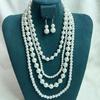 Faux Pearls Necklace and Earrings Set Fashionable Women's Faux Pearls Statement Necklace and Earrings Jewelry Set