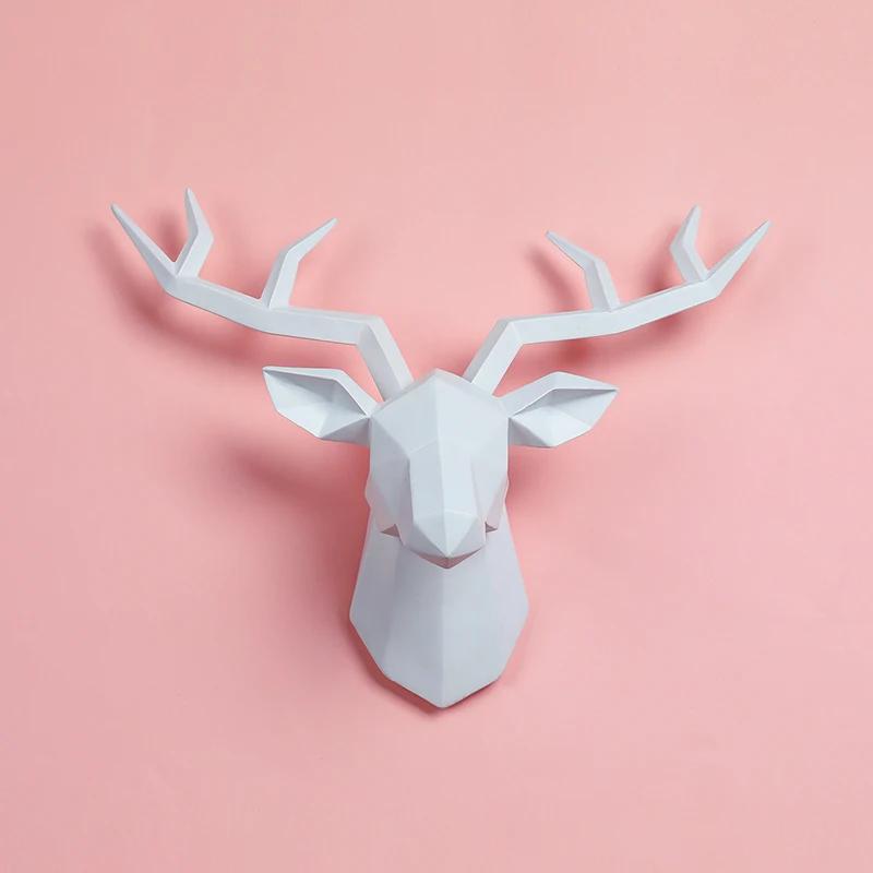 Home Decor Decorative Resin Elk Head Deer Head Wall Mount Animal Holder Wall Hanger Statue Animal Shapedat Hook Hanging Rack