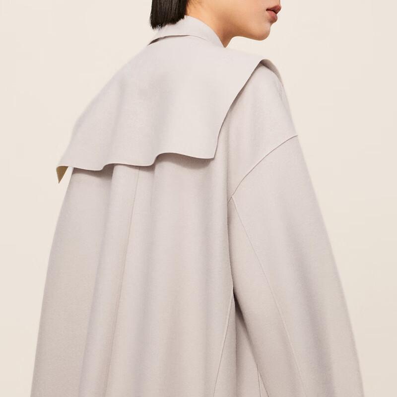 LESS Women's Long Lapel Collar 100% Wool Coat