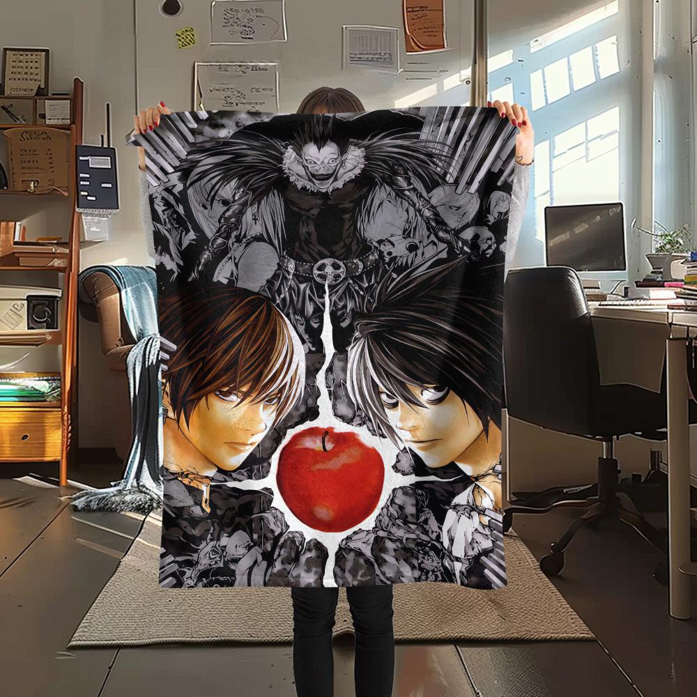 1Pc Death Note Print Flannel Blanket High Quality Warm Comfortable Cover for All Seasons Perfect for Gifts Home Decor