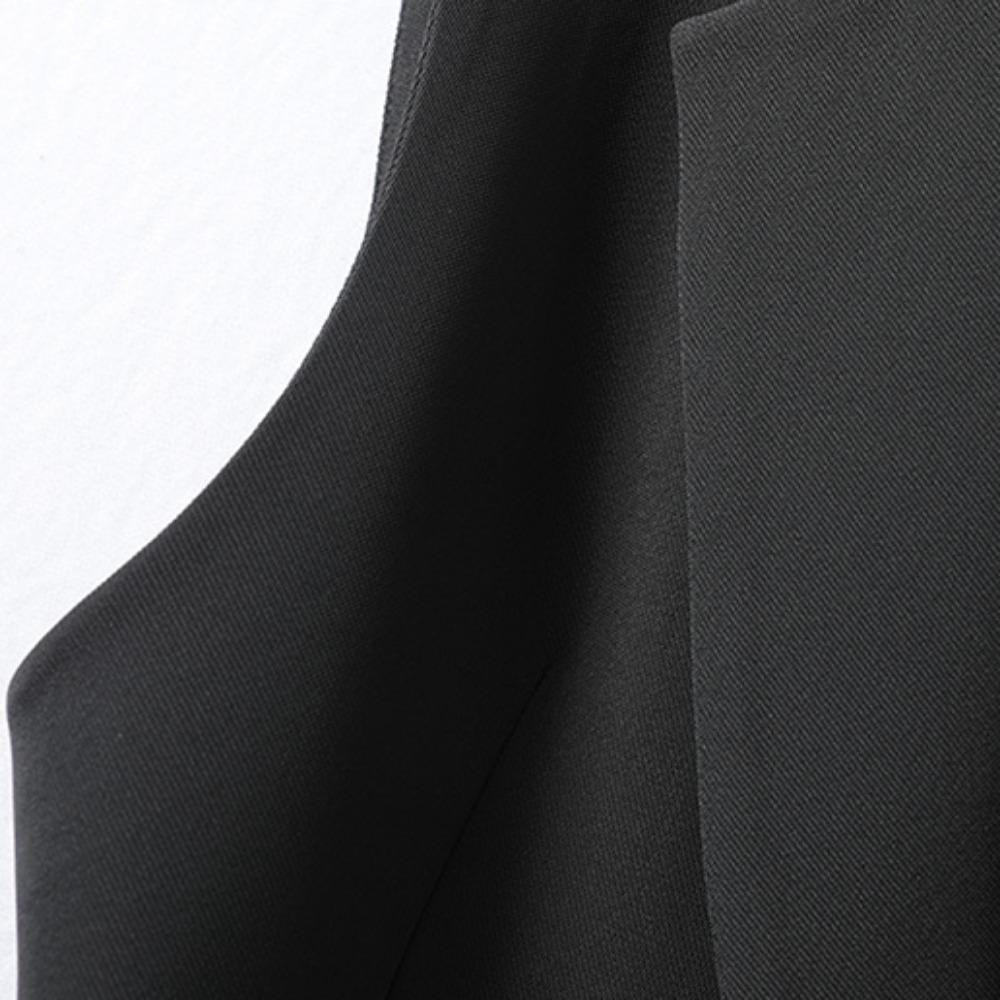 Women's Lapel Collar Vest Coat  All-Matched Single Breasted Sleeveless Classic Solid Color Chic Vintage Office Lady Jacket