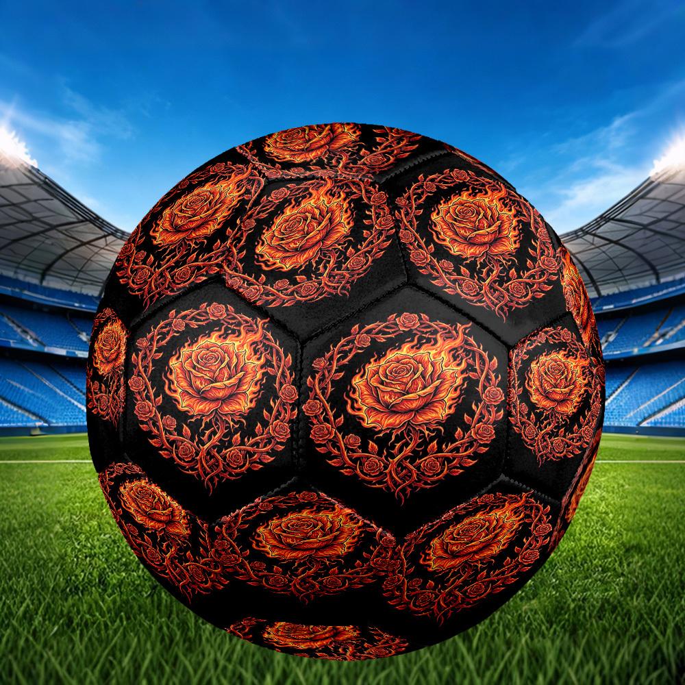 1pc Rose Tattoo Theme Soccer Ball Football, Size 5, Lightweight PVC, Outdoor Training Soccer Ball,Gift c6572