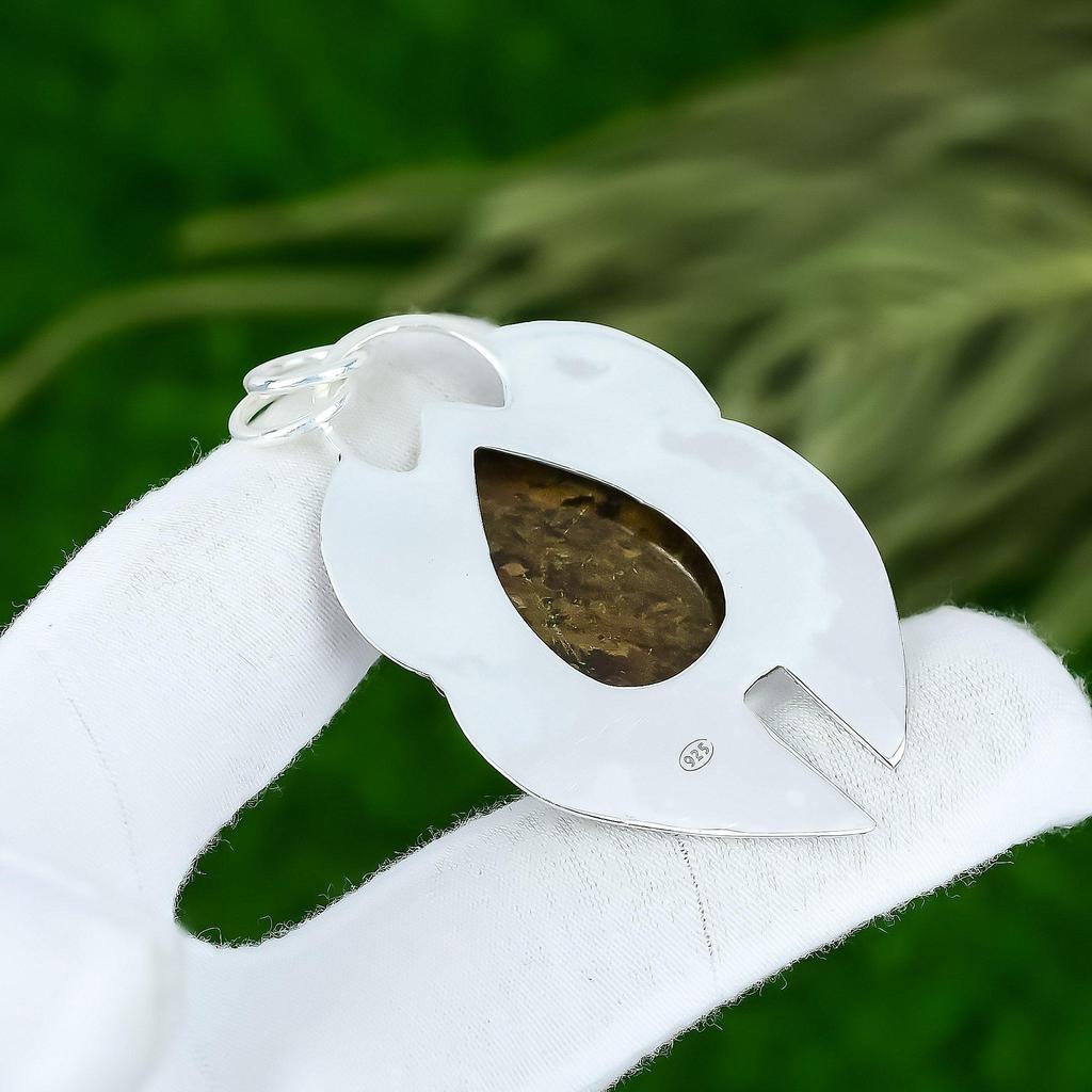 Sterling Silver Pear Bronzite Gemstone Ethnic Mother Wedding New Pendant Jewelry