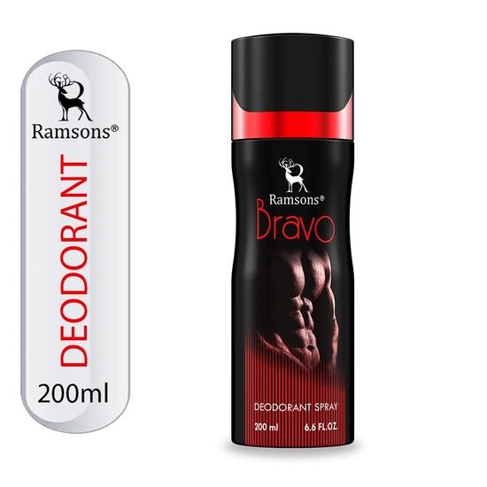 RAMSONS Deo Talc Combo | 1 Bravo Deodorant Spray - 200ml | 1 Sexy Heart Deodorant Spray - 200ml | 1 RED ZX Deo Talc - 100gm | Combo Pack Of 3