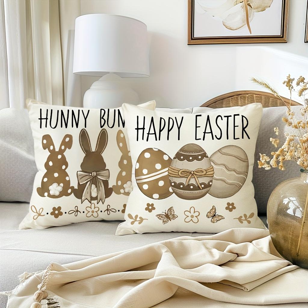Easter Bunny Truck Egg Pillow Covers - Farmhouse Spring Summer Indoor Outdoor Home Decor