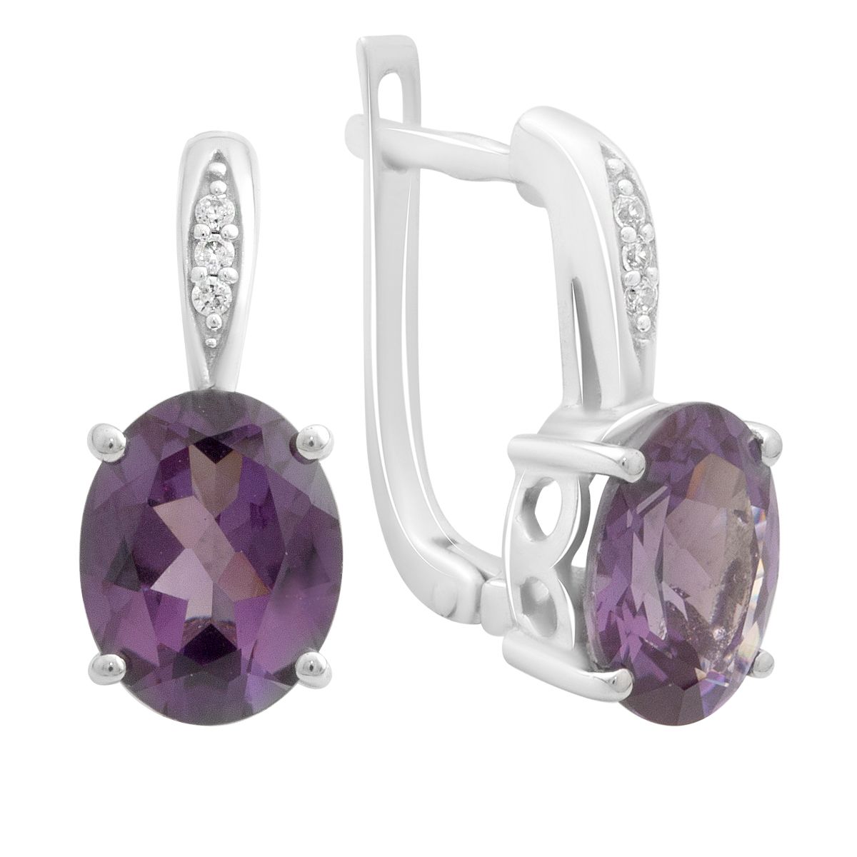 

Срібні сережки з олександритом 6.017ct, фіанітами (2187622) різнокольорові кольору