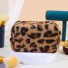 Bolsa de Almacenamiento de Cosméticos con Estampado de Leopardo para Mujer, Bolsa de Maquillaje de Peluche de Gran Capacidad, Bolsa de Almacenamiento Portátil para Viaje, Regalo