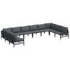 10 Piece Garden Sofa Set with Cushions Black Steel