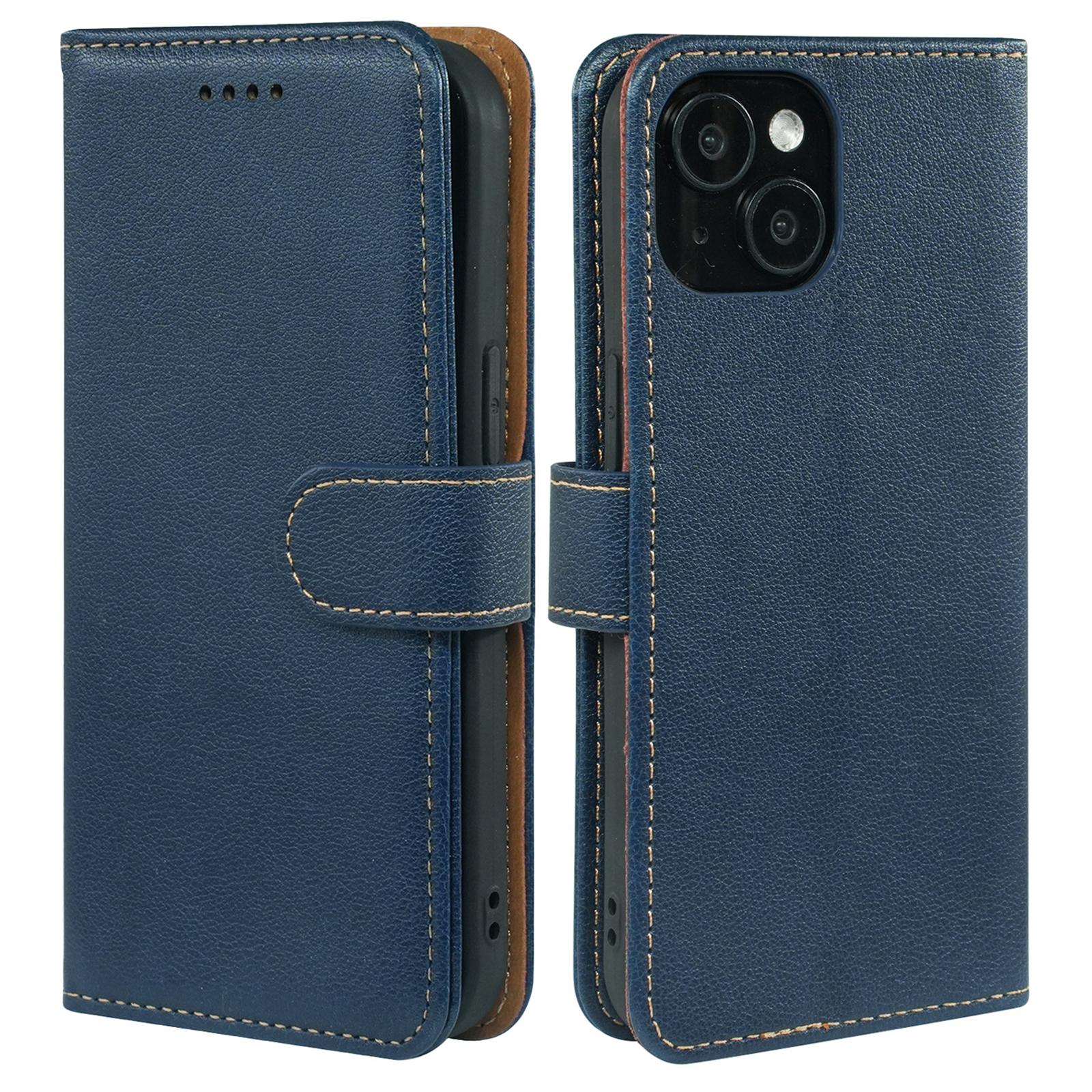 

Кожаный чехол для iPhone 13 с текстурой личи, кошелек, чехол для телефона с RFID-блокировкой Blue