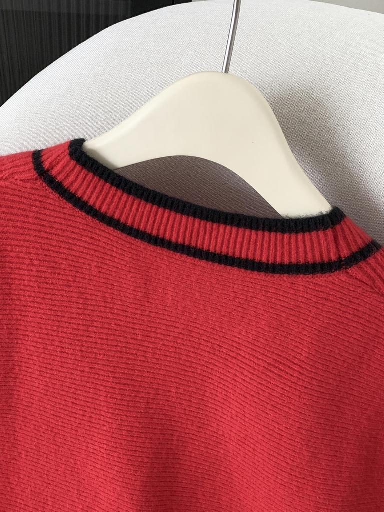 European & American V-neck Color Block Fleece Knit Vest - Autumn Loose Fit