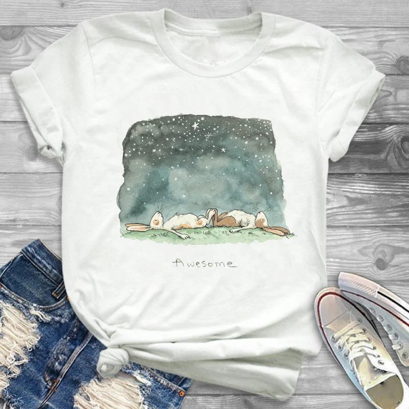 Lovely Style Pet Print T-Shirt Crew Neck Casual Short Sleeve T-Shirt Spring Summer Women's Clothing Fashion Simple Short Sleeve