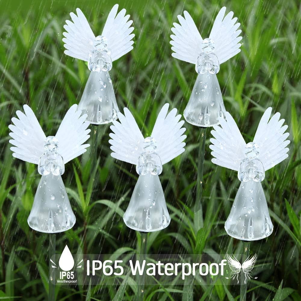 2Pcs Solar Garden Lights,Crystal Angel Stake Light Color Changing Decorative Landscape Lighting LED Solar Powered Garden Light Decoration for Patio