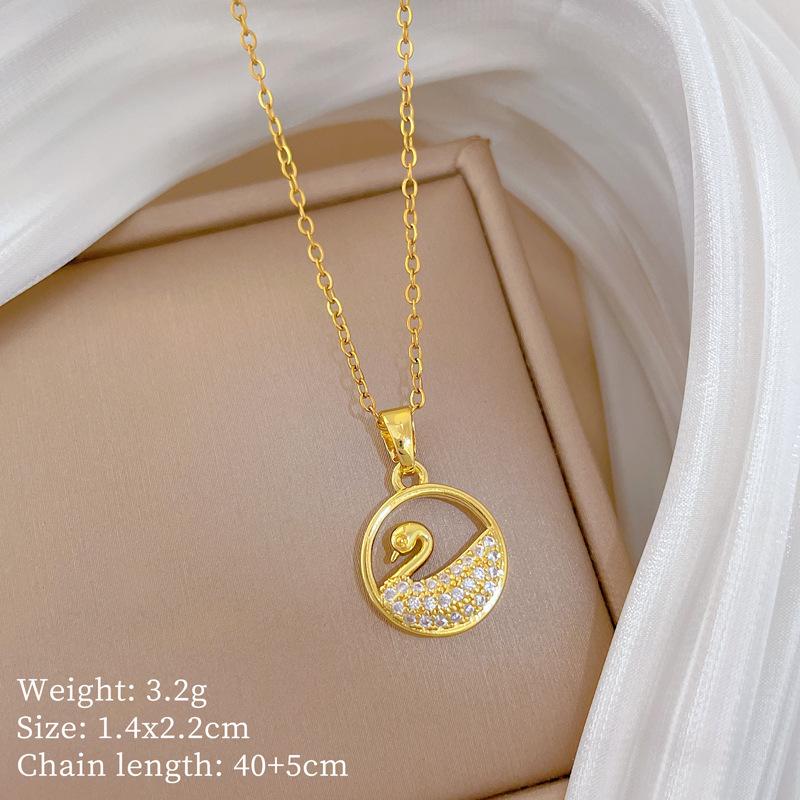 Kupfer-Mikro-Intarsien Leichter Luxus Mode Persönlichkeit Temperament Wunderschöne Voll-Diamant-Halskette Damen Vielseitige Schlüsselbein-Kette Titanstahl