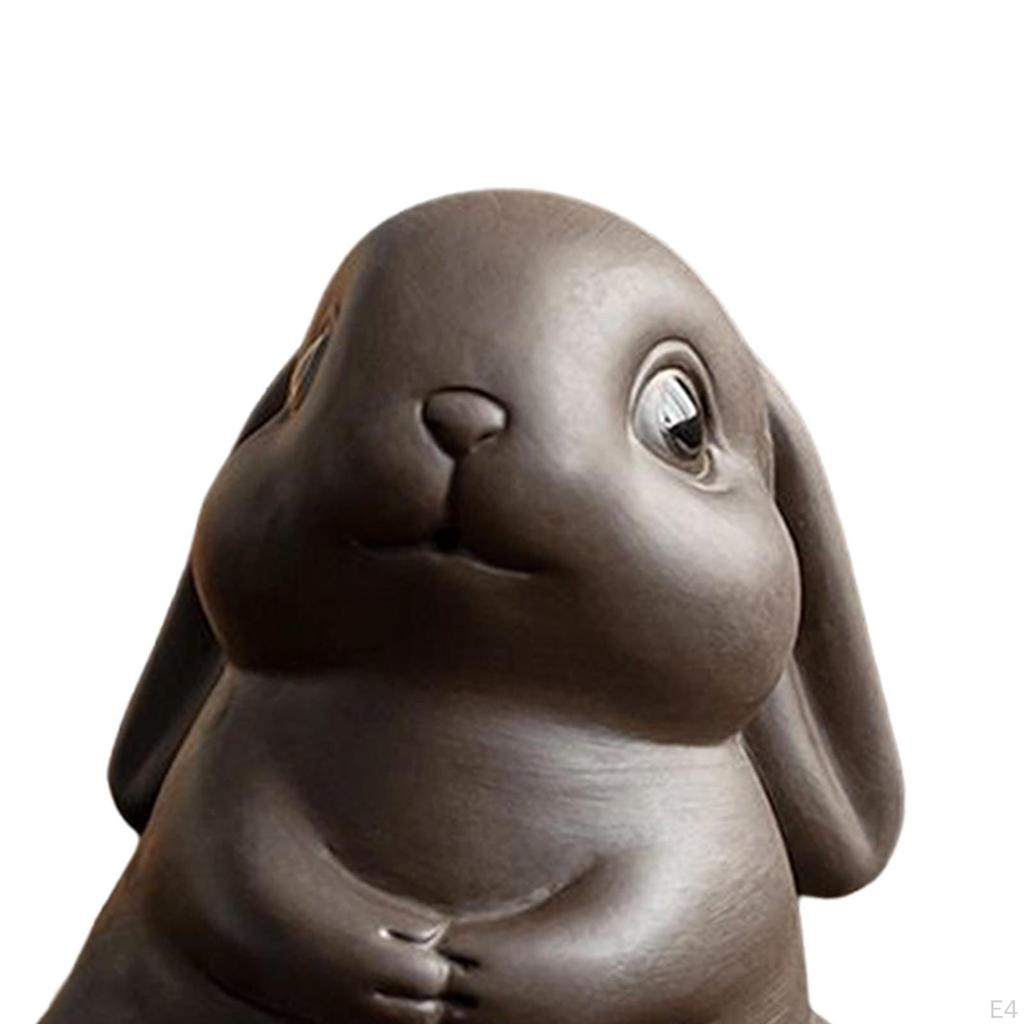 Figurine Bunny Statue Animal Sculpture Collectibles Tea Table Decor Ornament for Office Bedroom Home