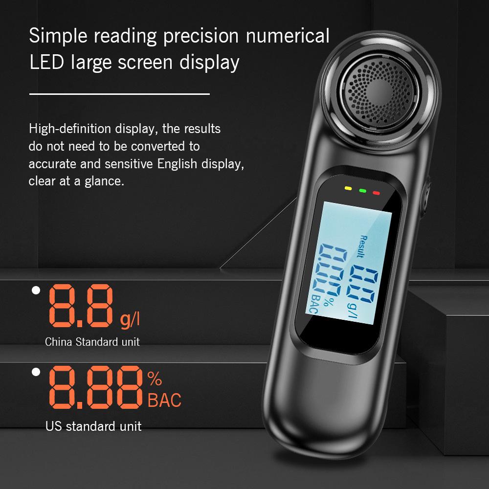 Breathalyzer Alcohol Concentration Detector for Drunk Driving Black