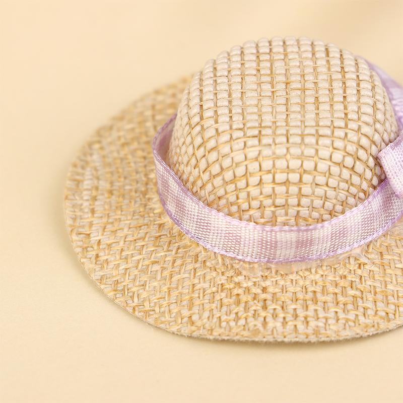 2 ks Miniaturní slaměný klobouk Mini slaměné klobouky pro panenky s mašlí Klobouk Ozdoba domečku pro panenky Ručně pletené Doplňky domečku pro panenky