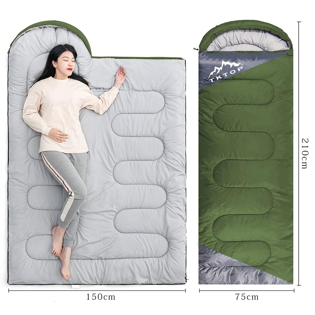 [Amazon Exklusivt märke] TKTOP Sovsäck, Sovsäck, Kuvertmodell, Lättvikt, Värmebehållande, 210T Vattentät, Utomhus, Camping, Kompakt,