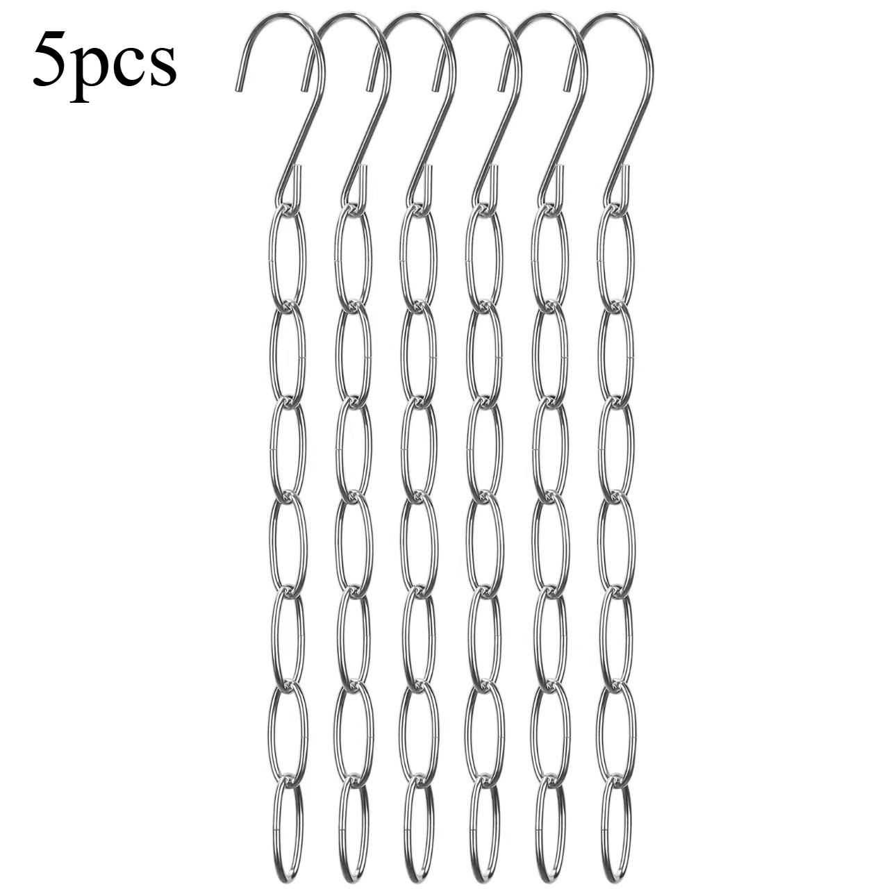 

2 шт. Металлическая цепочка с 7 слотами Вешалка для одежды Органайзер для экономии места Мульти-вешалка Хранение Аксессуар для гардероба Органайзер для хранения одежды 5pcs серебряный