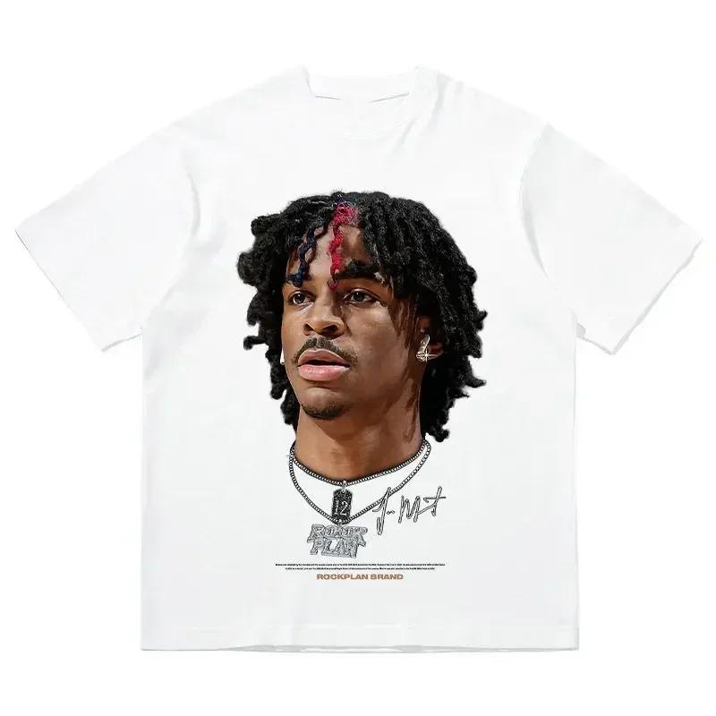 Ja Morant Basketball Player Graphic Print White T-shirt