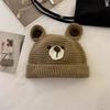 Versatile Hat Style Cute Cartoon Bear Ear Womens Warm Knitted Hatscaps