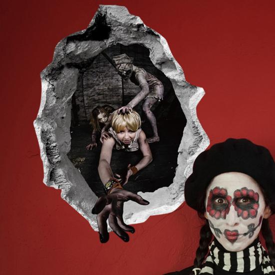 

ПВХ украшения для Хэллоуина наклейки долговечные креативные страшные оконные плакаты