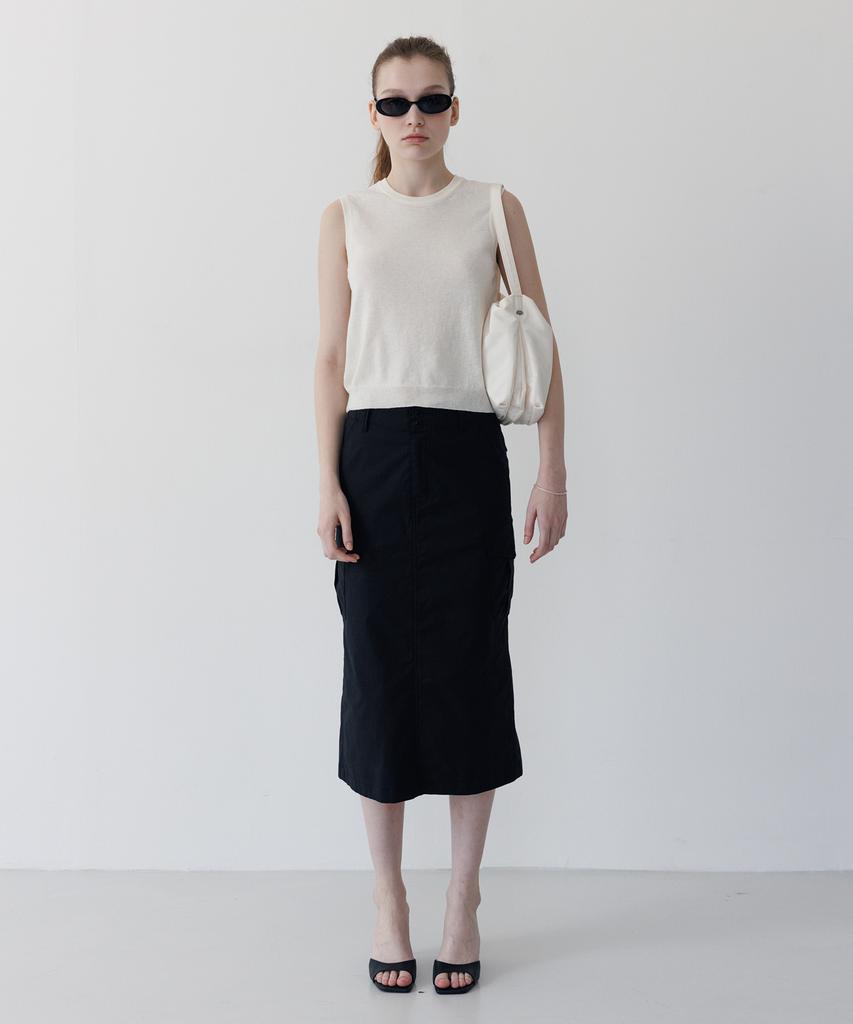 Tudument Ripstop Cargo Long Skirt Black