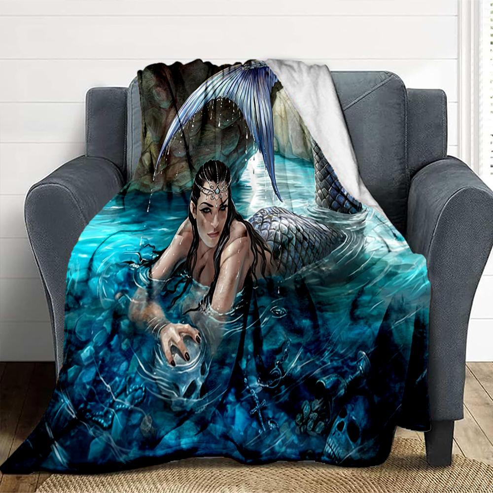 Mermaid Flannel Blanket Throw Blanket Soft Warm Sofa Bed Camping Home Decor Unique Christmas Gift Cs9227