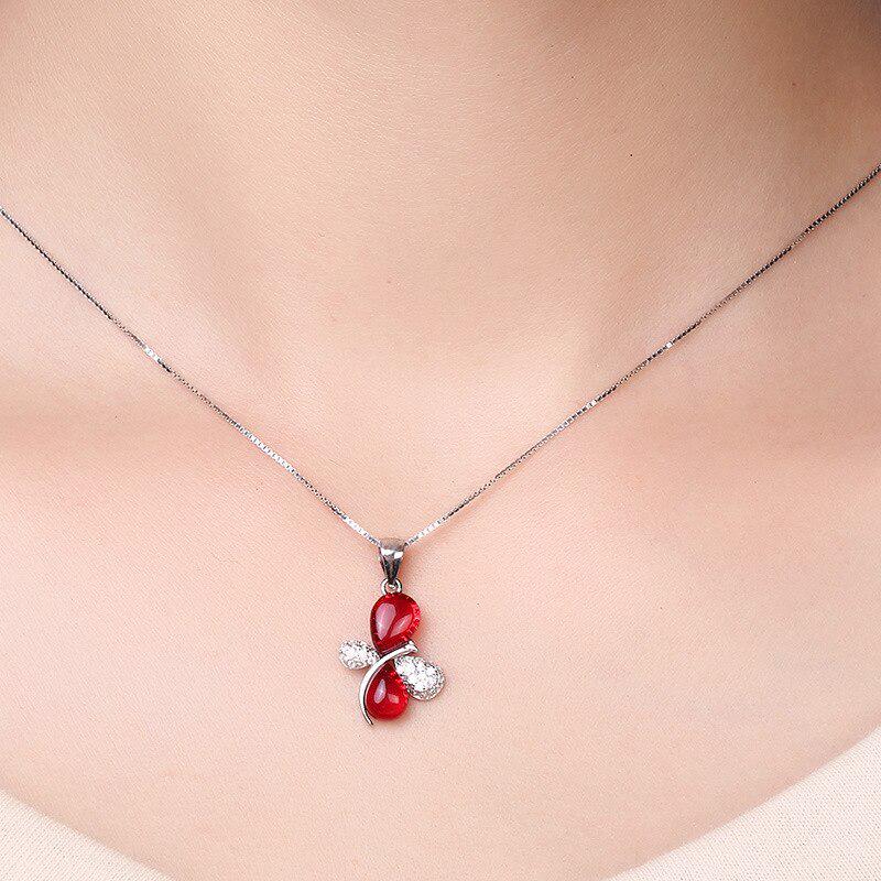 Tancise Luxury  Silver Pendant Necklace for Women Wedding Party Gift Jewelry